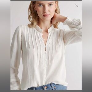 Organic Textured Cotton Peasant Blouse- Quince